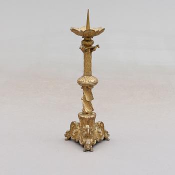 ALTARLJUSSTAKE, bronserad metall, barockstil, sydeuropa, 1800-tal.