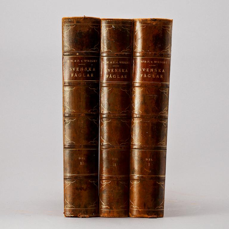 BOK, 3 vol, "Svenska Fåglar", M.W. & F von Wright, Stockholm, 1927-1929.