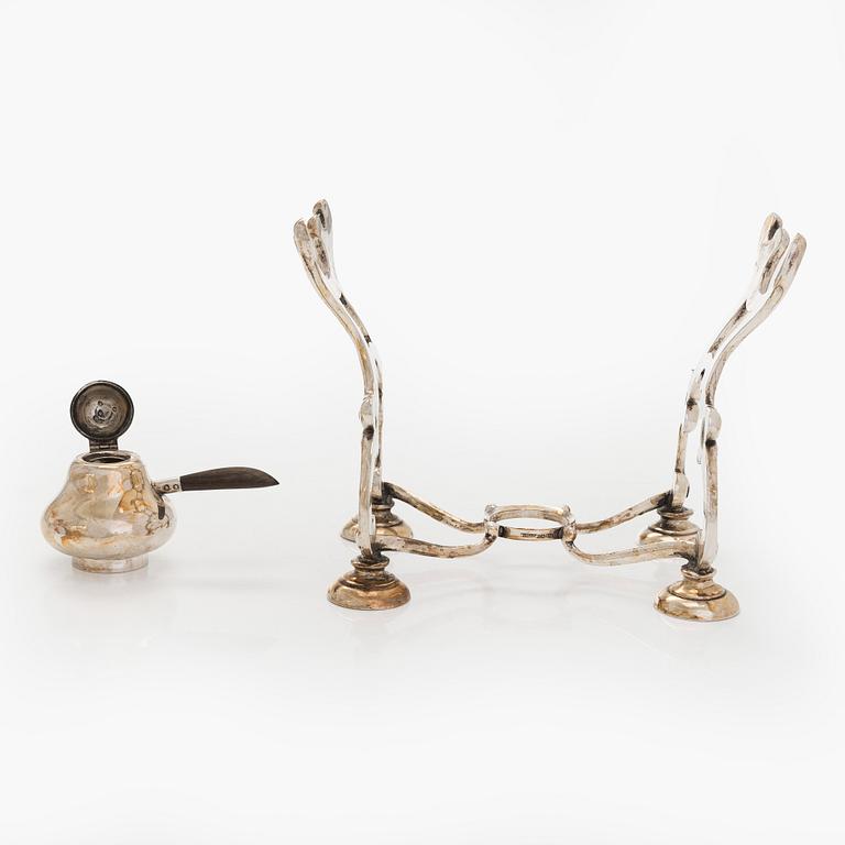 Carl J.S. Möinichen, kanna med rechaud, silver, Köpenhamn, Danmark 1916.