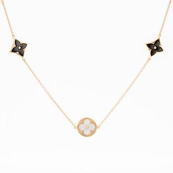 Louis Vuitton, "Blossom Sautoir" Necklace in 18K Rose Gold with Diamonds and Mother-of-Pearl.