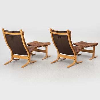 Ingmar Relling, fåtöljer, ett par med fotpallar, ”Siesta”, Westnofa, Norge.