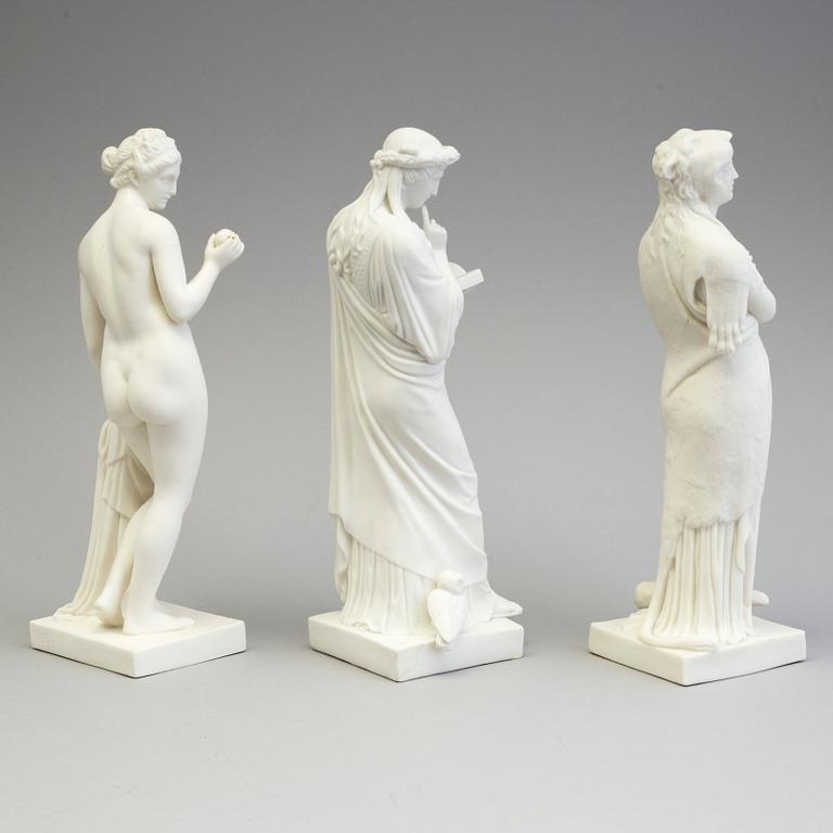 FIGURER, tre st, parian, Eneret, Gustafsberg,