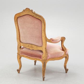 Armchair, Rococo style, first half of the 20th century.