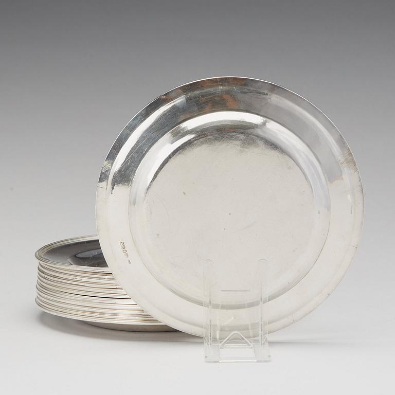 Hannah Northcote, tallrikar 12 st, silver, London 1807.
