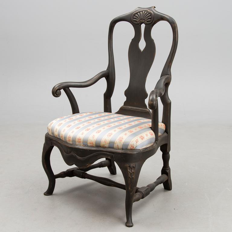 A SWEDISH ARMCHAIR, rococo 18th century.