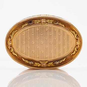 A Swedish probably 18th century gold-box en trois couleurs 18K, mark of Friedrich Fyrwald, (active 1786-1813) Stockholm.