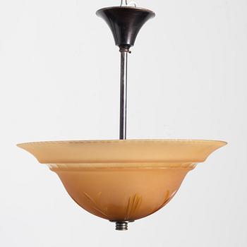 Edward Hald, taklampa, Orrefors, 1930-tal.