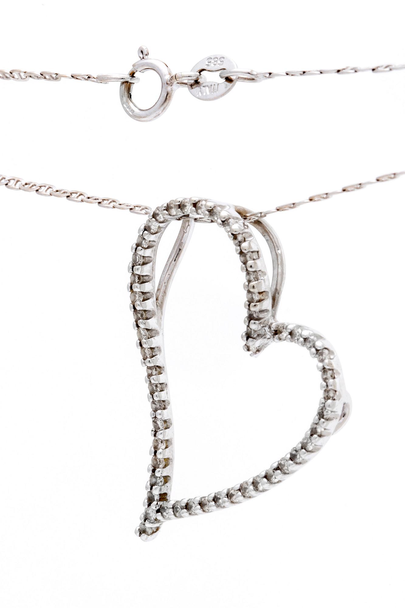 Pendant and chain, 14K whitegold brilliant-cut Diamonds, total length approx 48 cm.