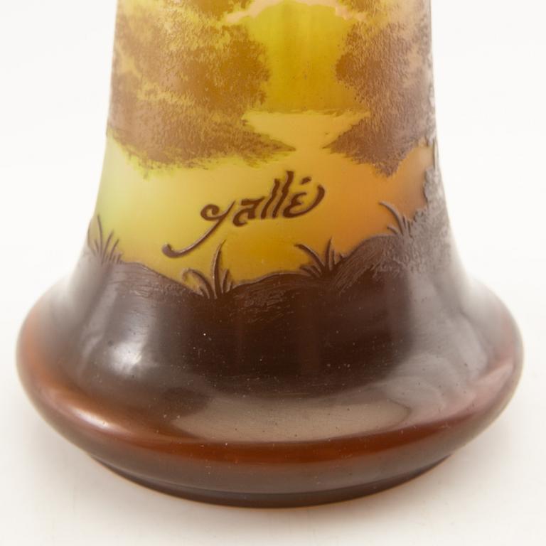 Emile Gallé, vase, glass, Art Nouveau early 20th century, Nancy, France.