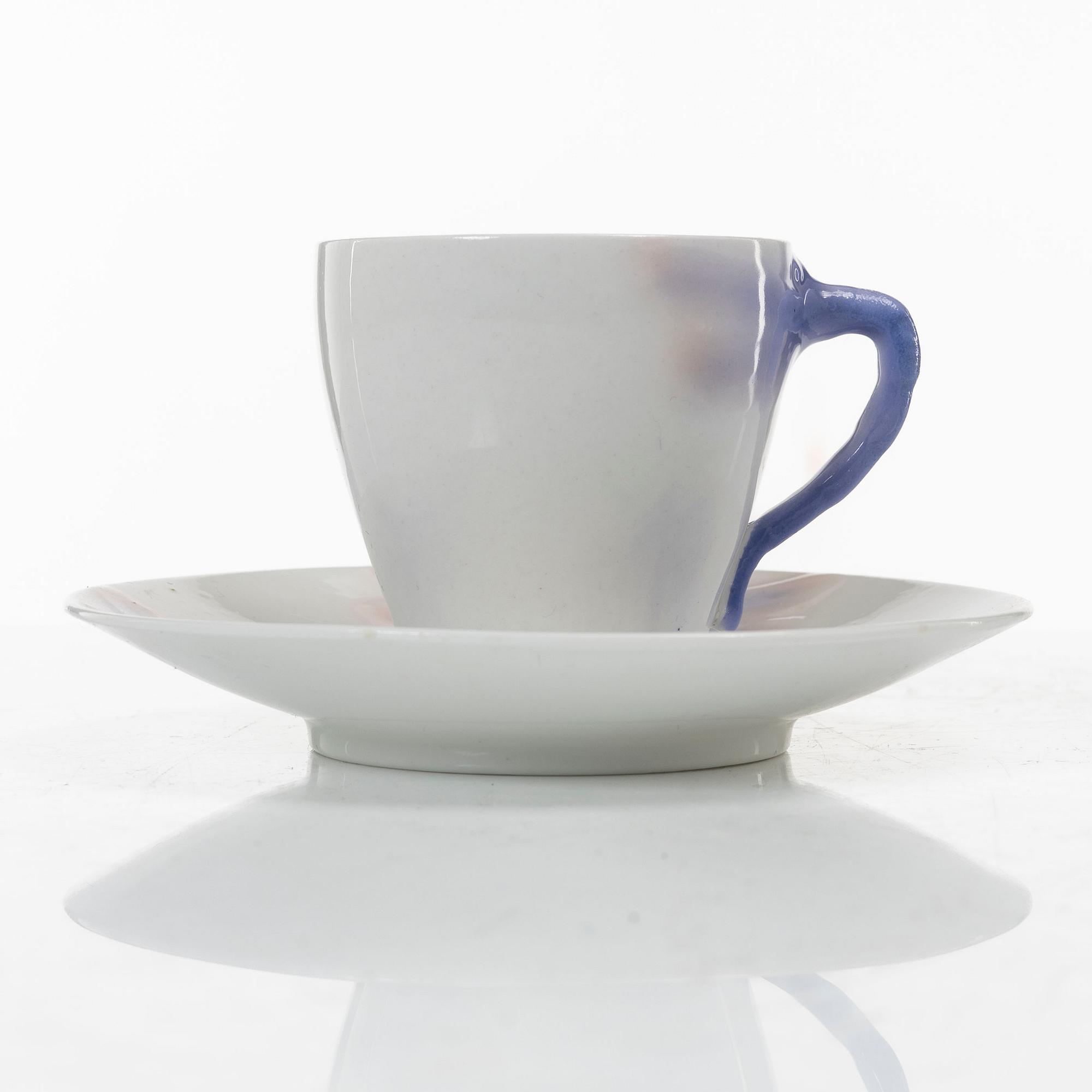 Alf Wallander, 10 coffee cups with saucers, "Dragonfly", Rörstrand, Art Nouveau.