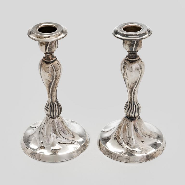 Ljusstakar, ett par, silver, möjligen Danmark / Norge 1900-talets mitt.