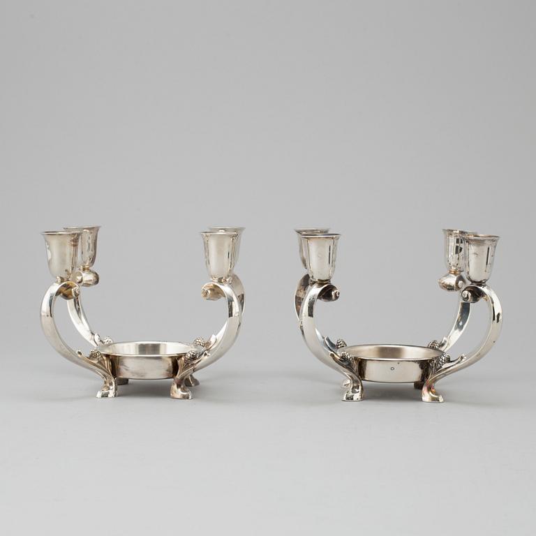 A PAIR OF SILVER PLATE CANDLE EPERGNE CENTREPIECES,  Reed & Barton, first half of the 20th century, USA.