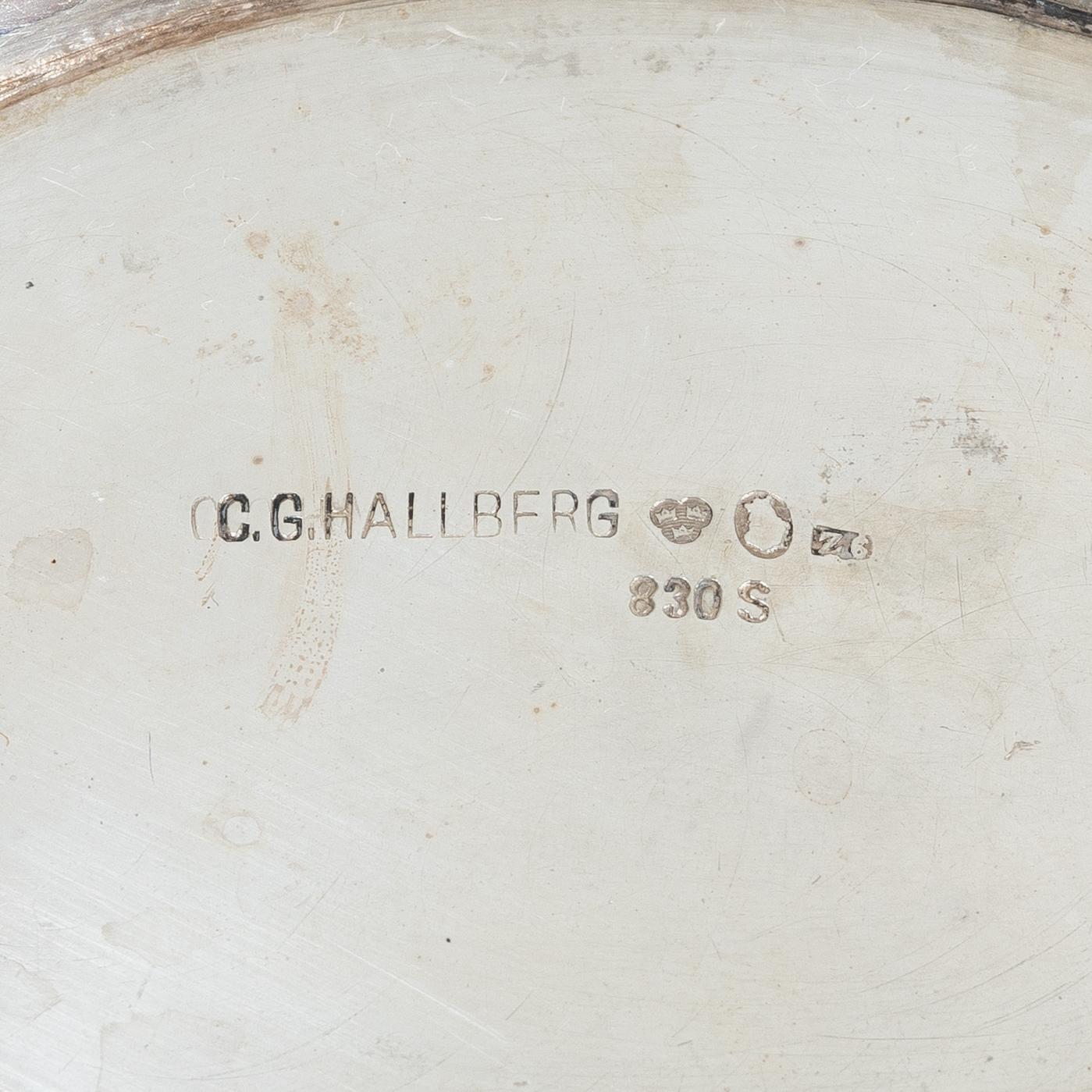 CG Hallberg, kaffeservis, 3 delar, silver, gustaviansk stil, Stockholm 1902.