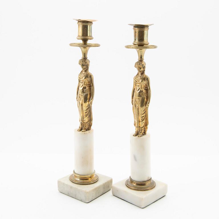 Ljusstakar, ett par, sengustaviansk-stil, 1800-tal.