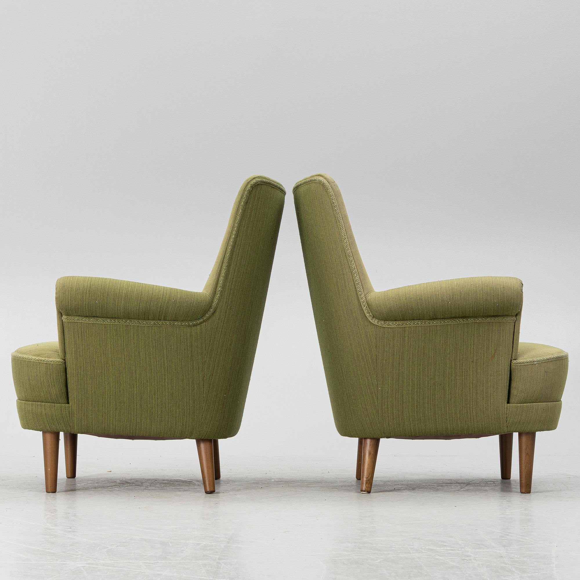 Carl Malmsten, a pair of 'Hemmakväll' armchairs, O.H.Sjögren, Sweden, 1980's.