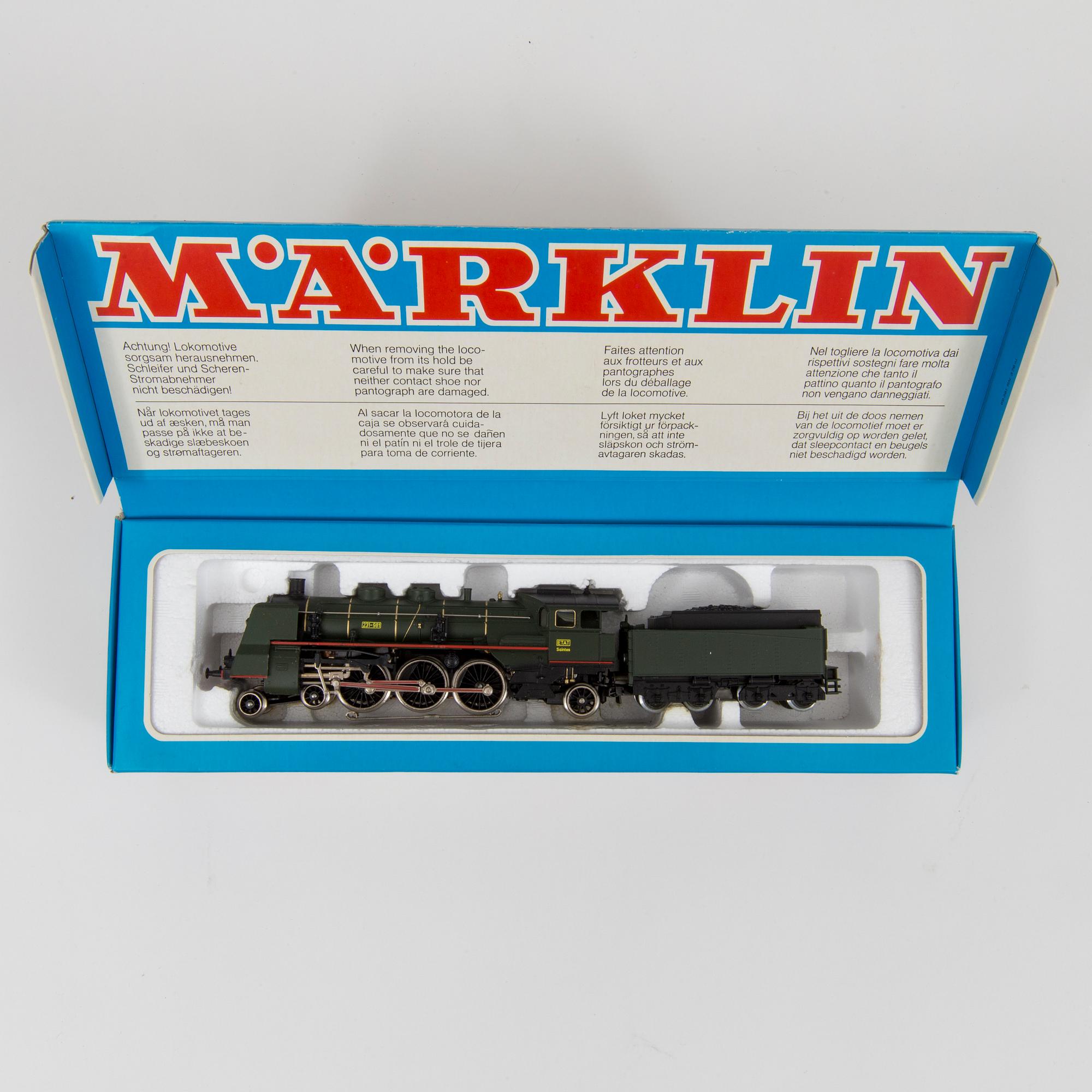 MÄRKLIN, 3 stycken ånglok, skala H0, Tyskland, 1970-tal.
