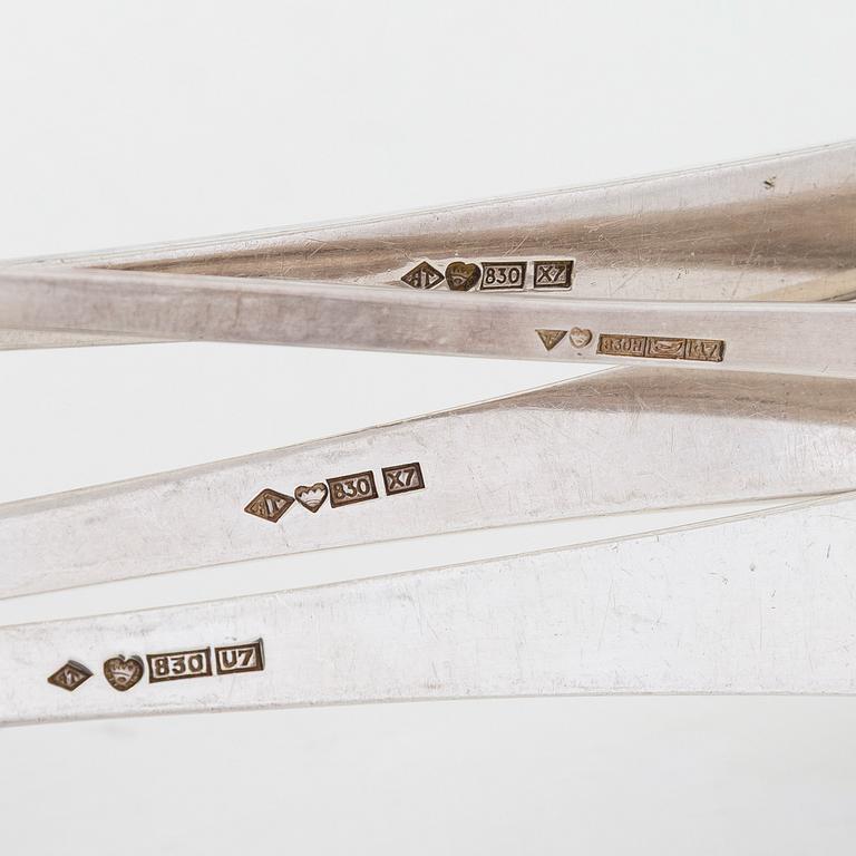 Tillander, bestickuppsättning, 118 delar, silver, "Käpy" (Kotte), Helsinki 1970-tal. Design: Vilho Ellenberg, 1920-tal.