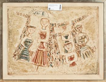 Massimo Campigli · MASSIMO CAMPIGLI, färglitografi, sign, numr 71/175 och dat 56.