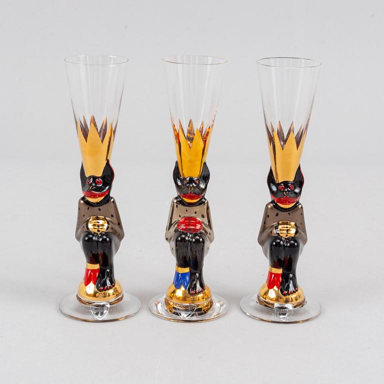 Gunnar Cyrén, 18 'devil glasses' for the Nobel glass service, Orrefors.