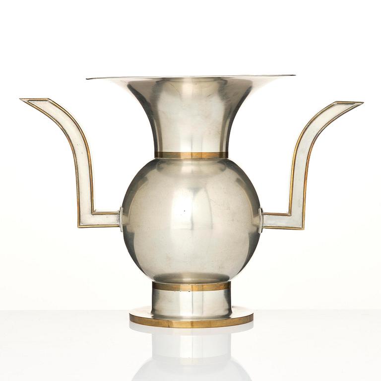 Nils Fougstedt, a rare pewter and brass vase model A 903, Firma Svenskt Tenn, Stockholm, 1929.