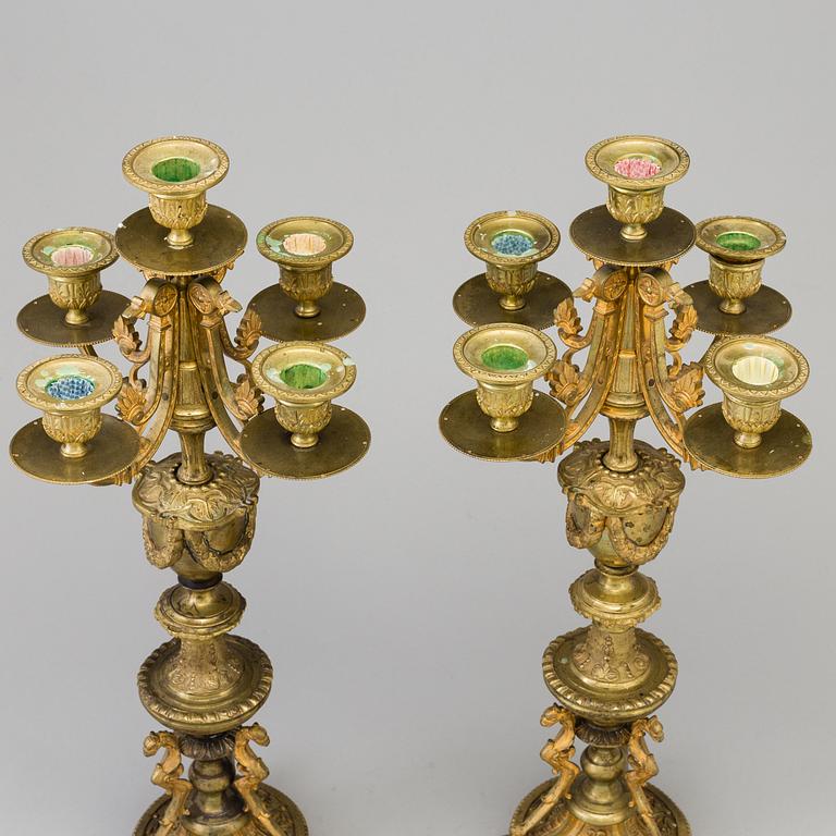 A pair of candelabra, bronze, neo-renaissance, ca 1900.