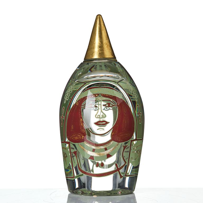 Hanne Dreutler, skulptur, glas, "Queen", numrerad 30b 5/12, Studio Åhus, 1997.