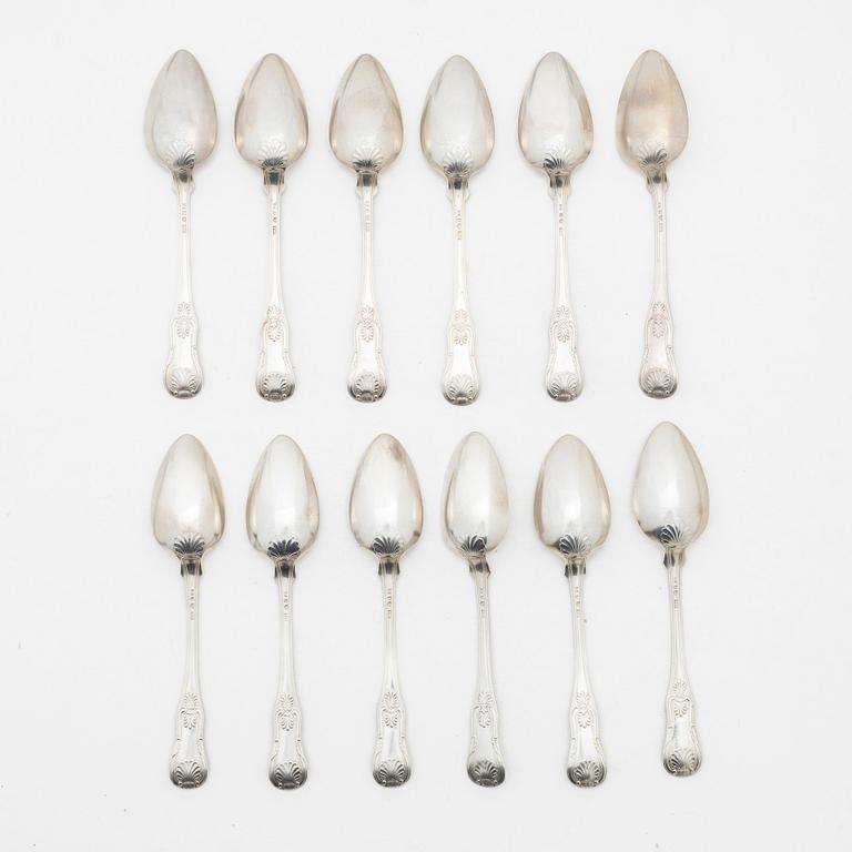 Petter Nordmark, skedar, 12 st, snäckmodell, Stockholm, 1834.