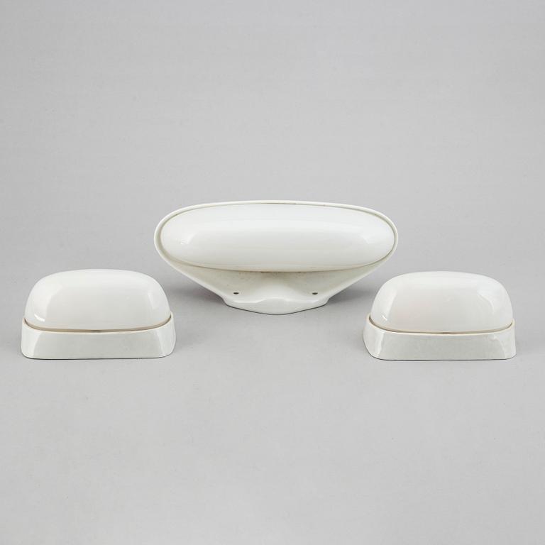 WILHELM WAGENFELD, three ceramic wall lights, Lindner Keramik, Bamberg, 1950's/60's.