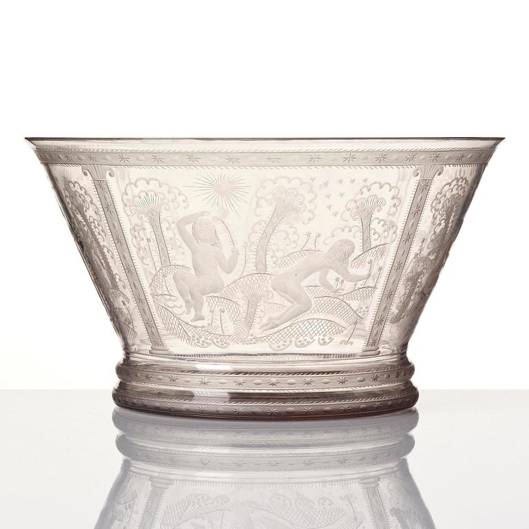 Edward Hald, an engraved glass bowl, Orrefors, 1920, model 147, provenance Edward Hald.