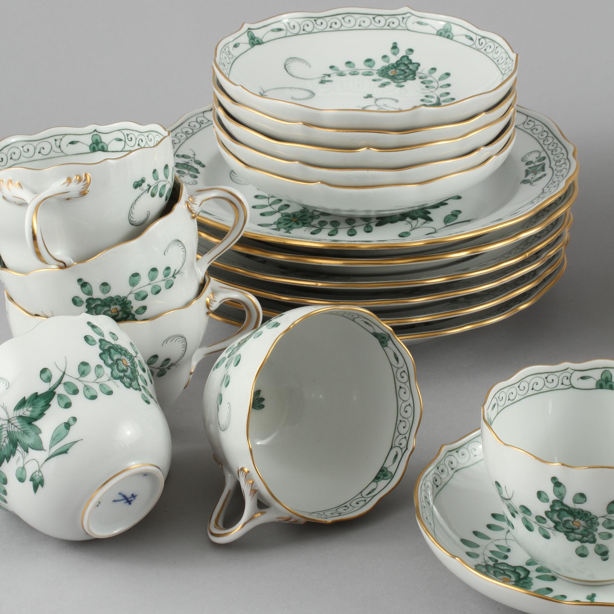 SERVISDELAR, 15 st, porslin, Meissen, 1900-talets andra hälft.