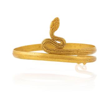 A Greek gold snake bracelet, presumably Hellenistic, ca. 3rd century BC.