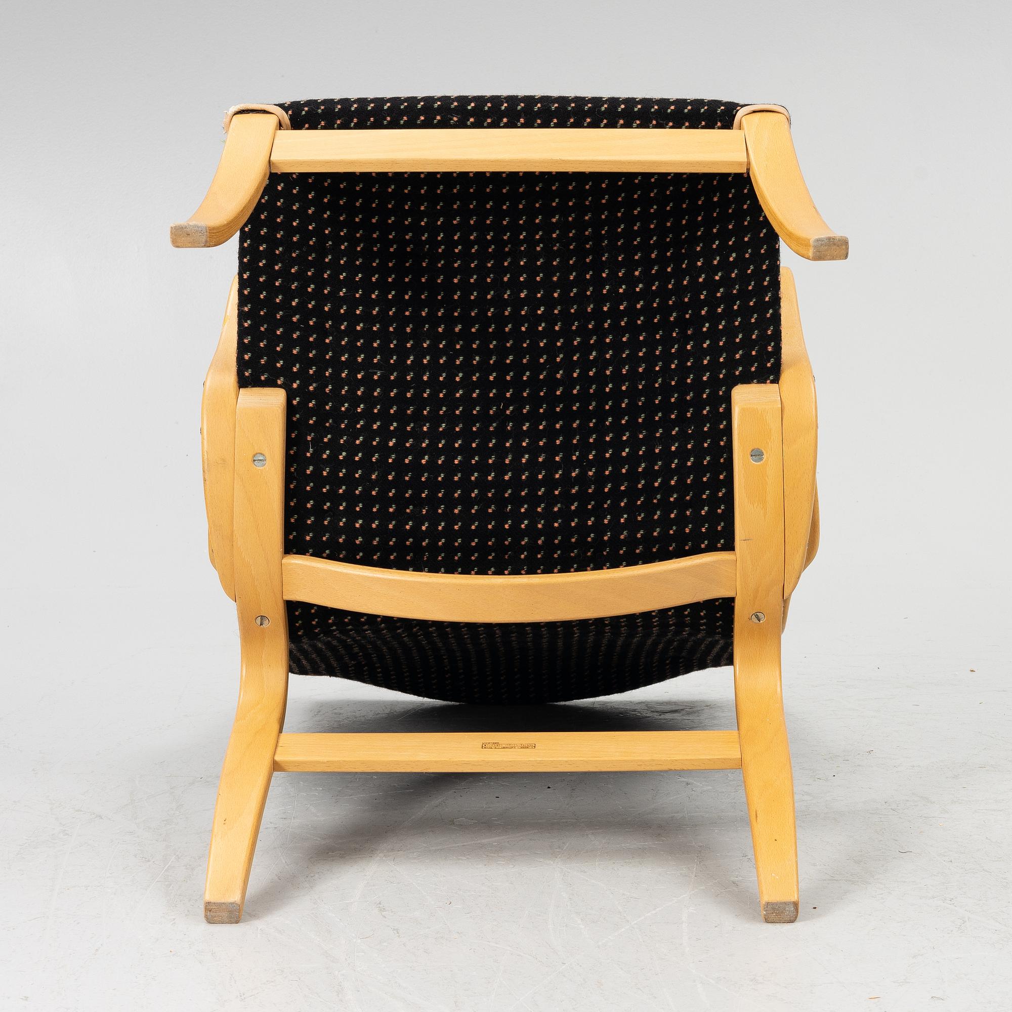Bruno Mathsson, armchair, "Mina", Mathsson International, second half of the 20th century.