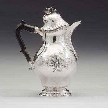 A Swedish 18th century silver coffee-pot, mark of Johan Schvart, Karlskrona 1780.