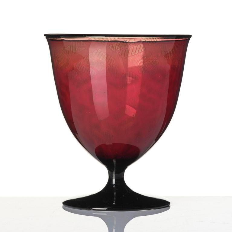 Edward Hald, a graal glass vase, Orrefors, Sweden, 1928.