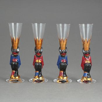 SNAPSGLAS, 4 st, "Nobelservisen", Gunnar Cyrén, Orrefors.