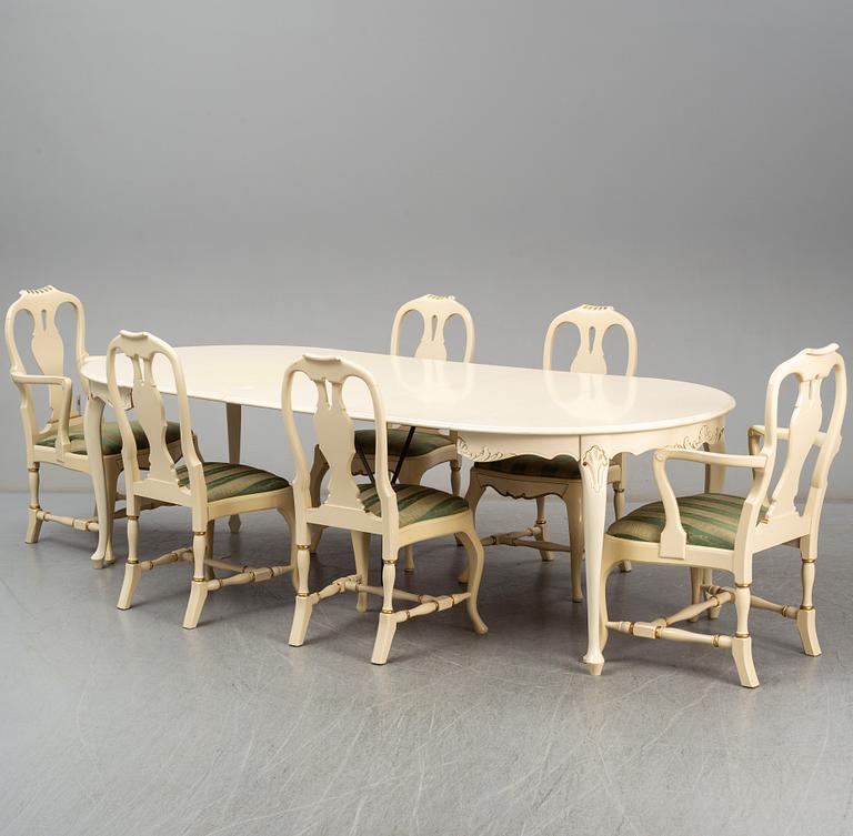 MATGRUPP, 7 delar, rokokostil, 1900-talets mitt.