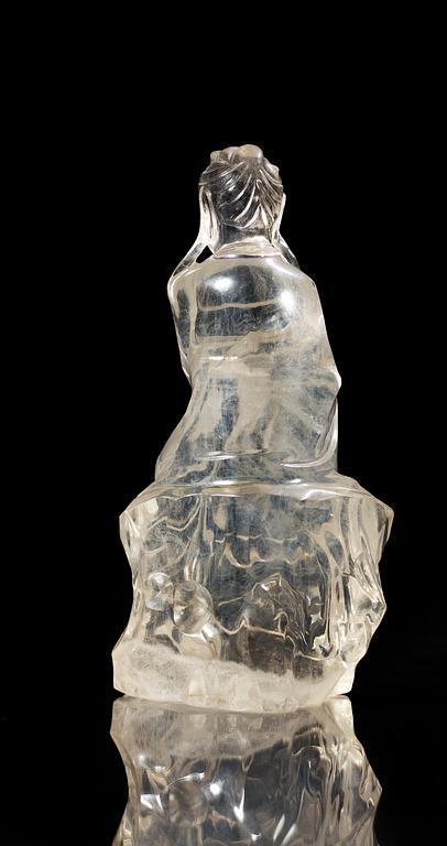 A rock chrystal figure of Guanyin, China early 20th Century.