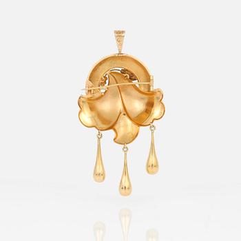 HÄNGE/BROSCH, 18K guld, otydliga stämplar, Stockholm, 1900-talets första hälft. Vikt ca 7g.
