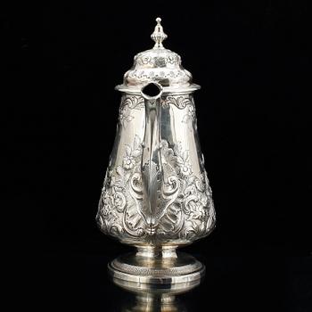 KAFFEKANNA, silver, London 1781. Vikt ca 772 gram.