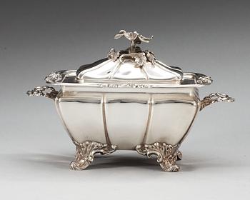 A Swedish 19th century silver sugar-casket, makers mark of Gustaf Möllenborg, Stockholm 1846.