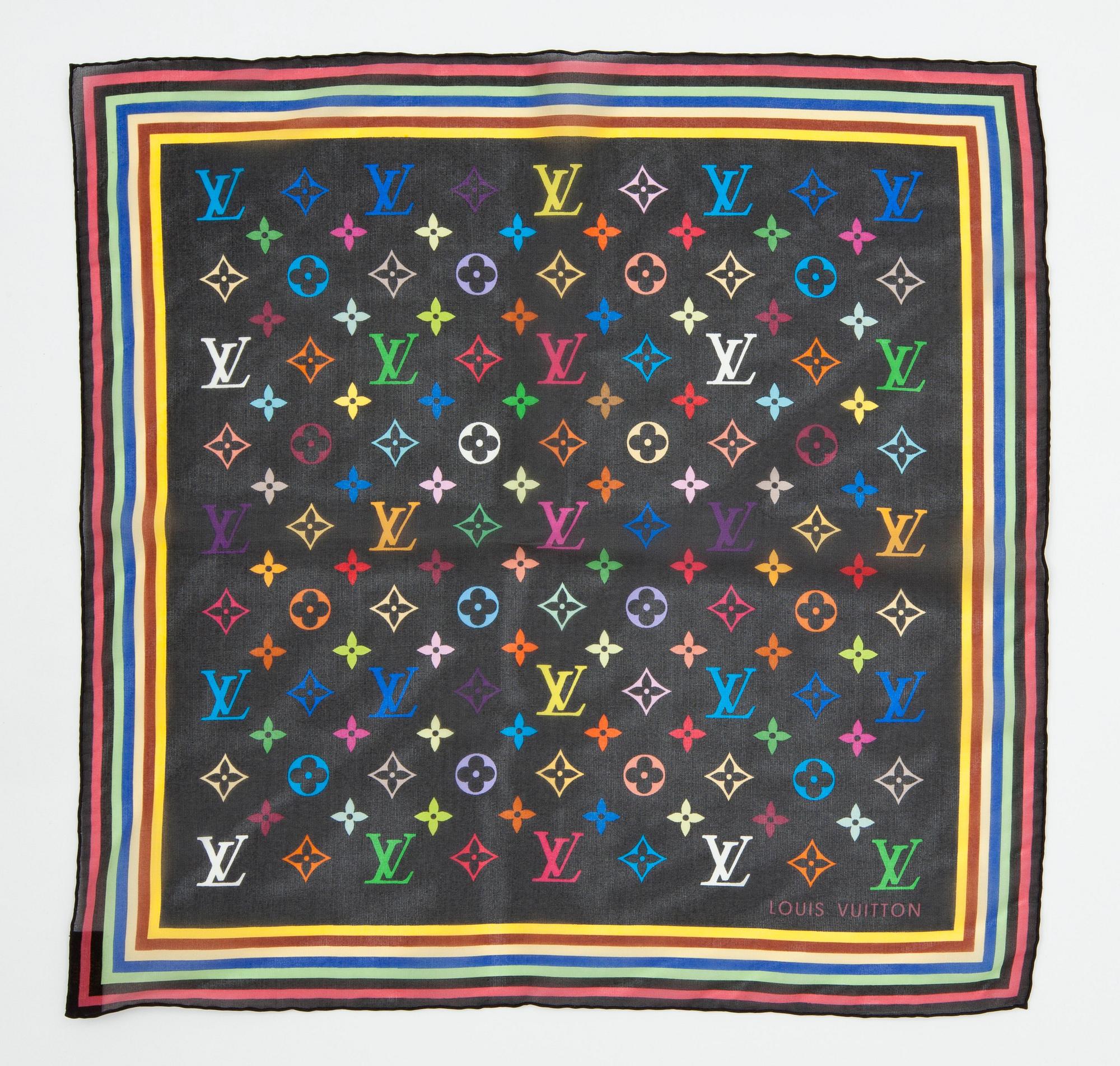 LOUIS VUITTON, two monogram multicolored silk handkerchiefs.