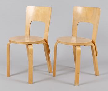 STOLAR 6 st OCH PALL, Alvar Aalto, modell 66, 1900-talets andra hälft.