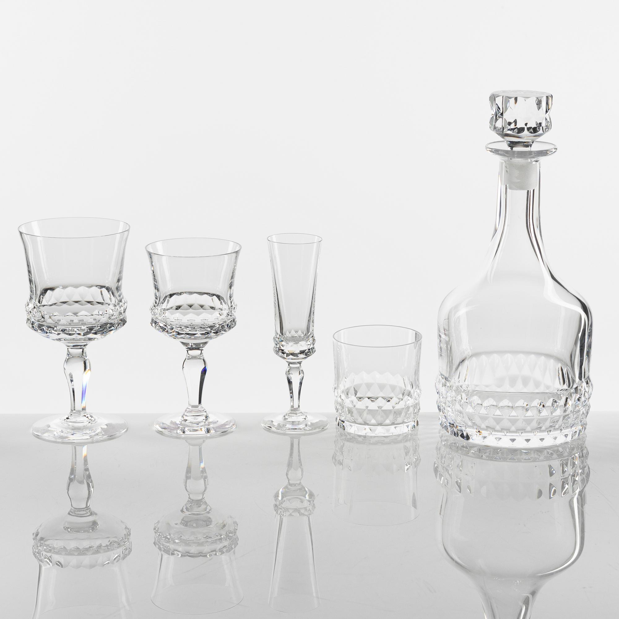 Ingeborg Lundin, a 54-piece 'Silvia' glass service, Orrefors, Sweden.