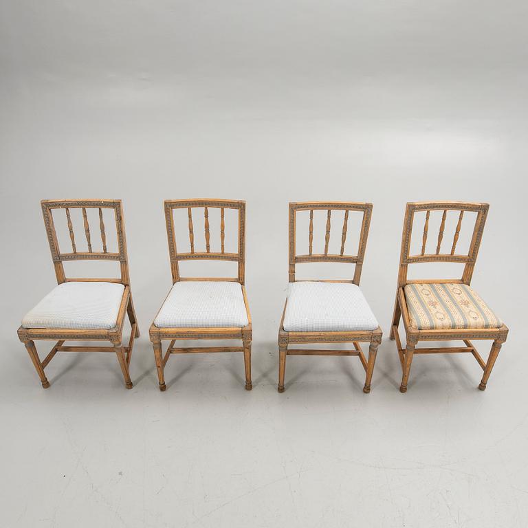 Chairs, 4 pcs, late Gustavian, 19th century.