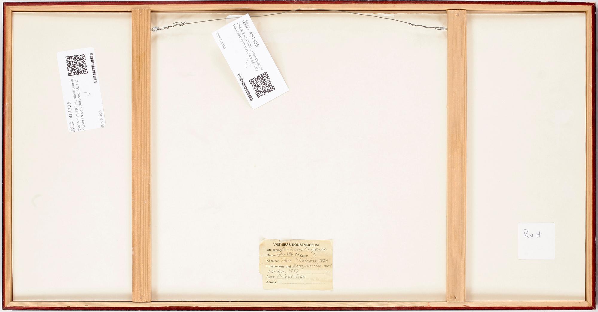 THEA EKSTRÖM, blandteknik på pannå, signerad och daterad 58.