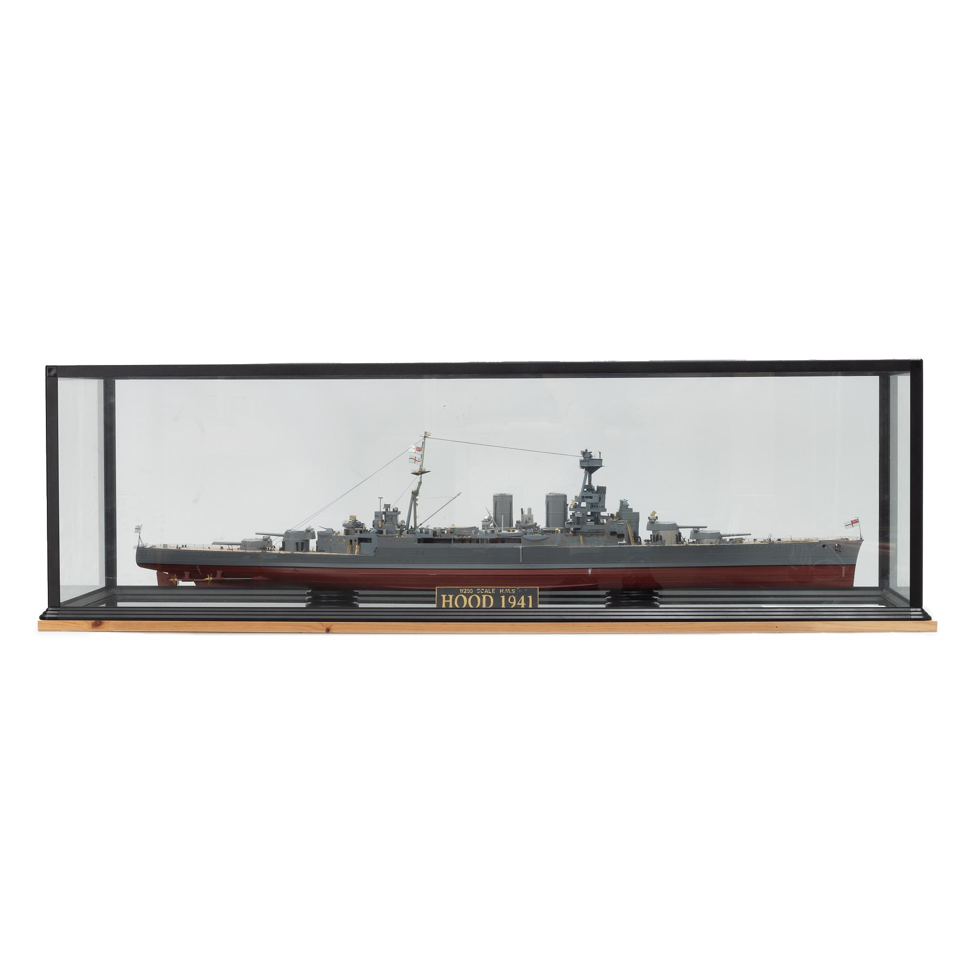 A plastic scale model of battlecrusier HMS Hood, 1:200.