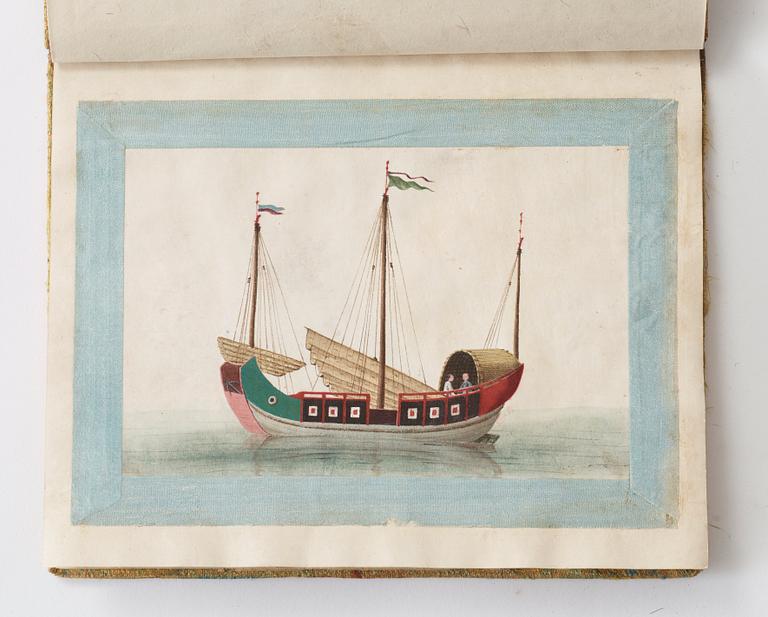 Two albums with 22 export gouaches on pith paper, Chinese subjects, Qing dynasty, late 19th Century.