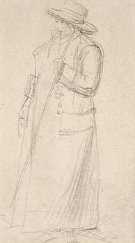 456. Johan Tobias Sergel, Promenerande man med käpp (sannolikt konstnären Louis Jean Desprez).