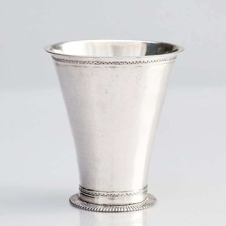 A Swedish silver beaker, marks of Johan Friedrich Steltzner, Malmö 1729.