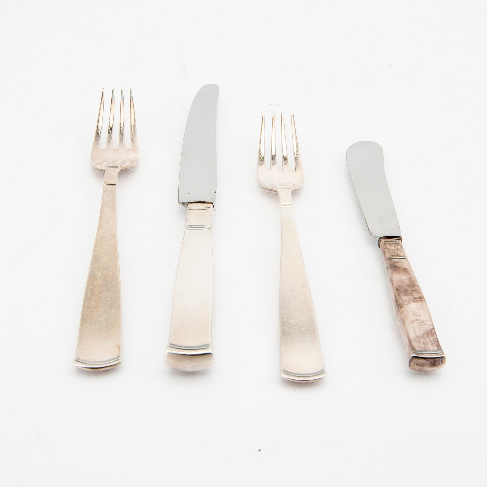 A Swedish 20th century set of 52 pcs of silver cutlery "Rosenholm" mark of J Ängman/GAB Stockholm 1960s ,